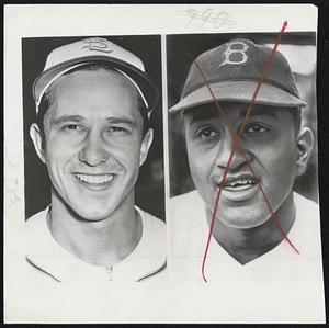 Rookies for 1949 are Roy Sievers (left) , St. Louis Browns’ heavy-hitting outfielder, and Brooklyn Dodgers’ pitcher Don Newcombe, who were named as top freshmen in their respective leagues for the annual Sporting News awards.