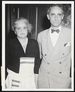 At a Luncheon of the Massachusetts Committee of American Relief for France, Inc. yesterday at 121 Newbury street, were left to right, Mrs. John Tuckerman, restaurant chairman and Orson Adams, Jr., chairman of the Massachusetts committee and director of the National [Board]