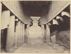 Interior of Buddhist chaitya hall, Cave IX, Ajanta