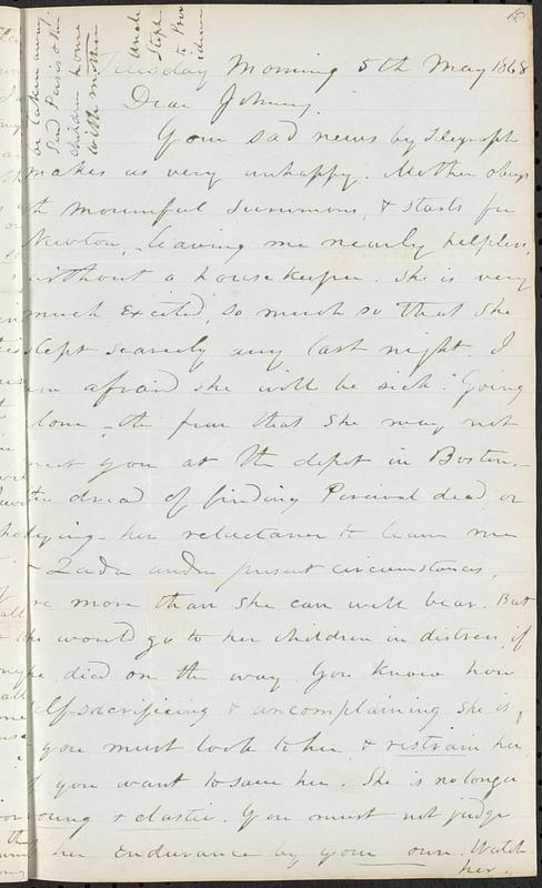 Letter from Zadoc Long to John D. Long, May 5, 1868