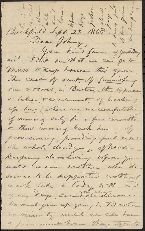 Letter from Zadoc Long to John D. Long, September 23, 1868