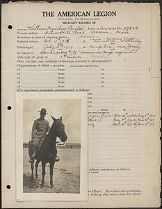 Weston Historical Society, World War I Service Records, Weston Post No. 214, American Legion Inc.