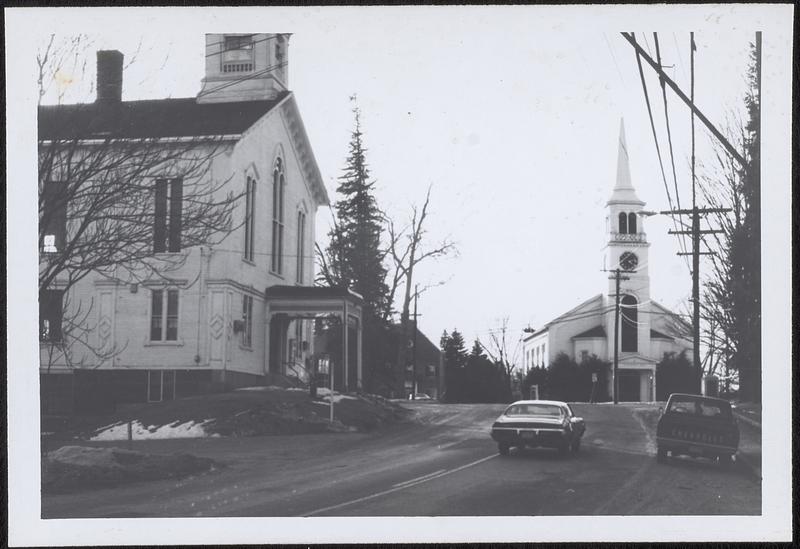 Pepperell center with town hall and Community Church