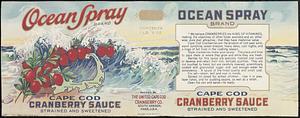 Ocean Spray Brand Cape Cod Cranberry Sauce 1 lb. 5 oz. Can Label