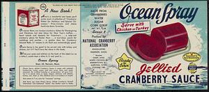Ocean Spray Jellied Cranberry Sauce 1 lb. Serves 8 Can Label