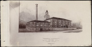 Distribution Department, Chestnut Hill Low Service Pumping Station, architect's rendering of a proposed design; submitted by Peabody & Stearns (Nobscot A), Brighton, Mass., ca. 1898