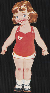 Betty paper doll with head turned to the left