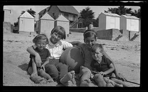 Group of four children at the beach