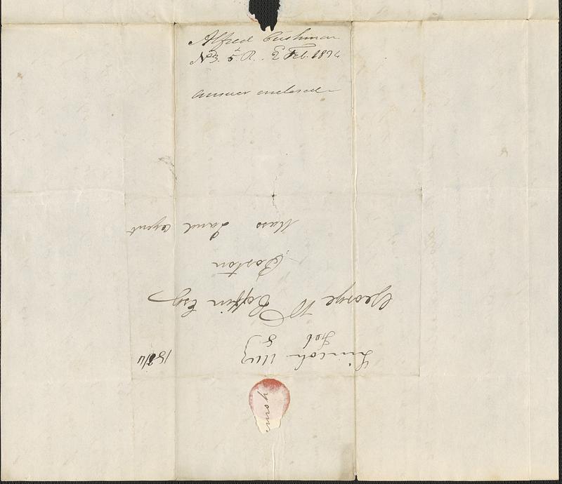 Alfred Cushman to George Coffin, 2 February 1834