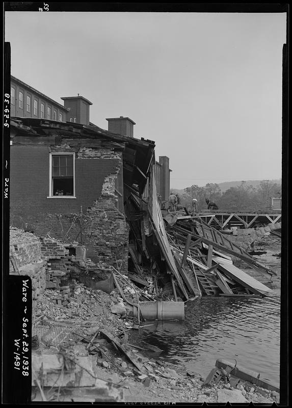 Ware Fire Department, fire station, west side after collapse, Ware, Mass., Sep 29, 1938