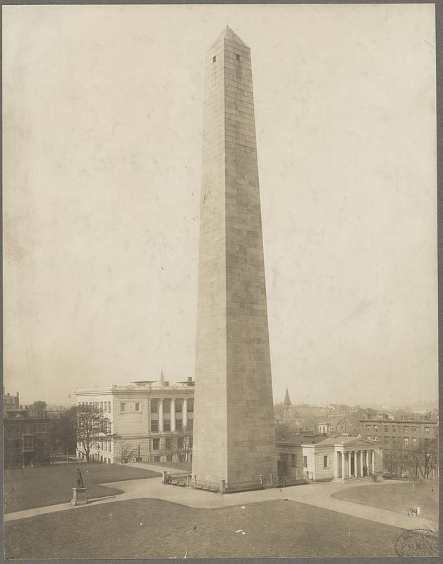 Bunker Hill Monument with the museum and Story's statue of Prescott ...