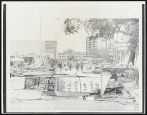 General view shows debris along Highway 90 here which runs along the coast to Gulfport. Hurricane Camille which hit with winds of 190MPH layed waste to entire cities and killed at least 15 persons.