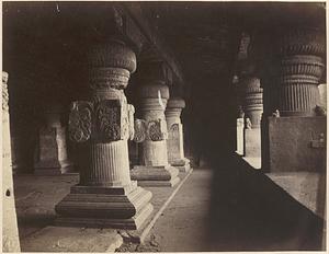 View looking along front aisle of pillars in the Jain Cave 33 (Jaganatha Sabha), Ellora