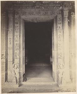Doorway with flanking sculptures of Buddhist Vihara, Cave XXIII, Ajanta