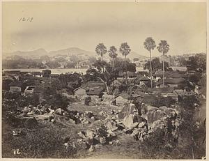 View from the village of Selempur across the Falgu River to Gaya, India