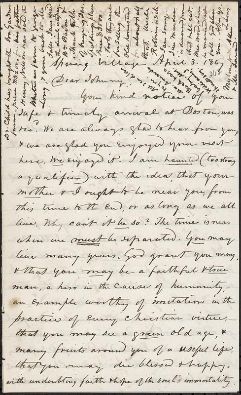 Letter from Zadoc Long to John D. Long, April 3, 1867 - Digital ...