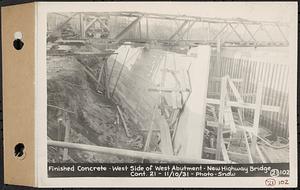 Contract No. 21, Portion of Ware-Belchertown Highway, Ware and Belchertown, finished concrete, west side of west abutment, new highway bridge, Ware and Belchertown, Mass., Nov. 10, 1931