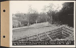 Contract No. 54, Highway in Towns of Dana, Petersham, Worcester County, forms and reinforcing for culvert at Sta. 79+05, Dana and Petersham, Mass., Jul. 6, 1936