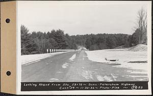 Contract No. 54, Highway in Towns of Dana, Petersham, Worcester County, looking ahead from Sta. 59+70, Dana and Petersham, Mass., Nov. 30, 1936