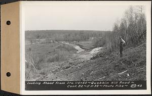 Contract No. 82, Constructing Quabbin Hill Road, Ware, looking ahead from Sta. 116+60, Ware, Mass., May 11, 1939