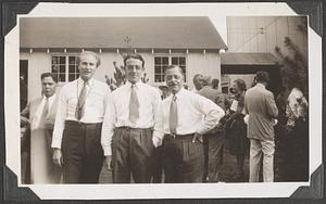 Three unidentified men posing by the Koussevitzky Music Shed