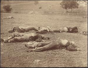 Union dead at Gettysburg; killed by canister