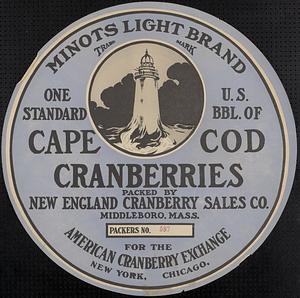 Minots Light Brand Cape Cod Cranberries 100 lb. Barrel Label - Digital ...