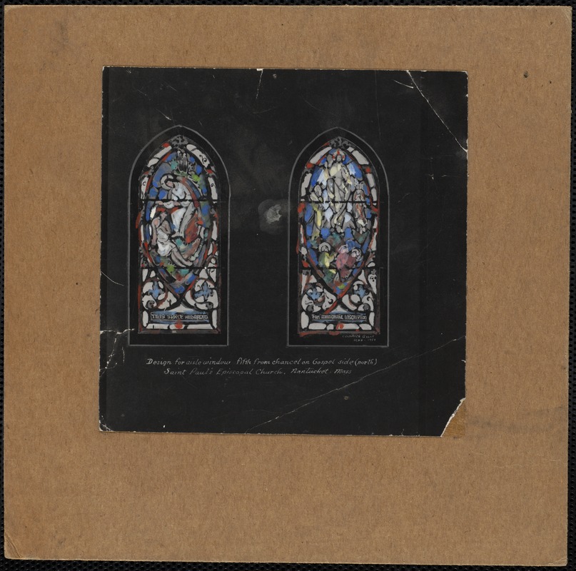 Design for aisle window fifth from chancel on Gospel side (north), Saint Paul's Episcopal Church, Nantucket, Mass.