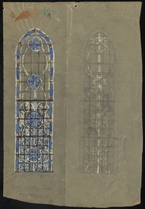 One wndow gouache, one window sketch, North Easton Unity Church, North Easton, Massachusetts.