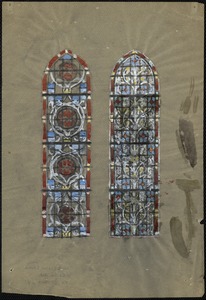 Gouaches of two windows, North Easton Unity Church, North Easton, Massachusetts