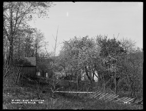 Wachusett Reservoir, Charlotte Hills' house, on the southeasterly corner of Howe and Fletcher Streets, from the northeast, West Boylston, Mass., May 18, 1898