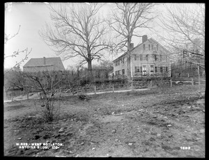 Wachusett Reservoir, Antoine Snow's house and barn, on the southwesterly corner of Beaman and Fletcher Streets, from the east, West Boylston, Mass., May 18, 1898