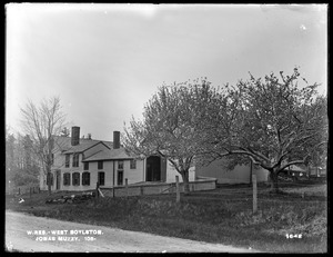 Wachusett Reservoir, Jonas Muzzy's house and barn, on the northerly corner of Prospect and Sterling Streets, from the northeast, West Boylston, Mass., May 19, 1898