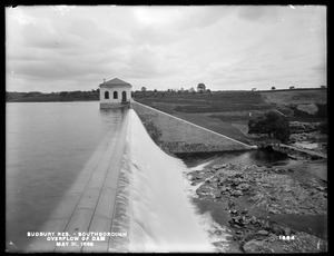 Sudbury Reservoir, Overflow of dam; gatehouse, from the southerly end of overflow, Southborough, Mass., May 31, 1898