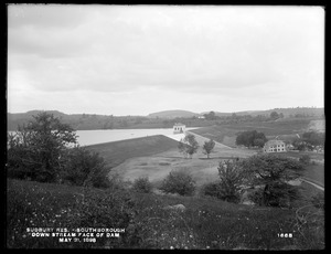 Sudbury Reservoir, downstream face of dam, gatehouse, from the south, Southborough, Mass., May 31, 1898