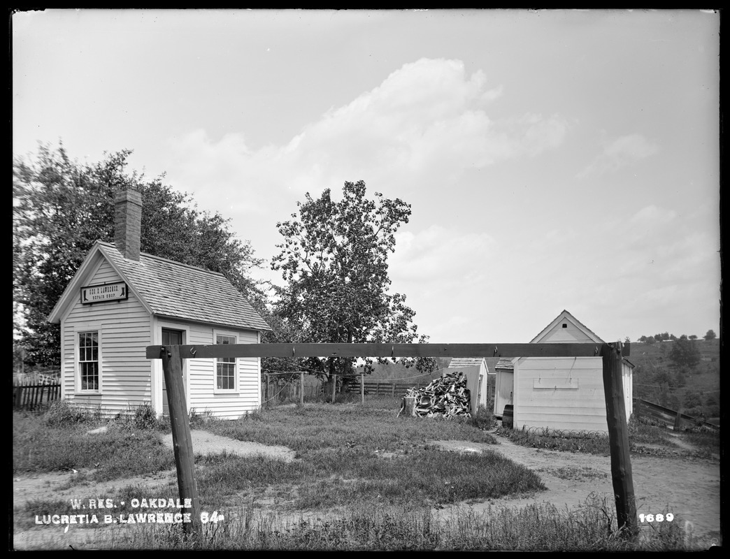 Wachusett Reservoir, Lucretia B. Lawrence's buildings, buildings in the rear, from the west, Oakdale, West Boylston, Mass., Jun. 7, 1898