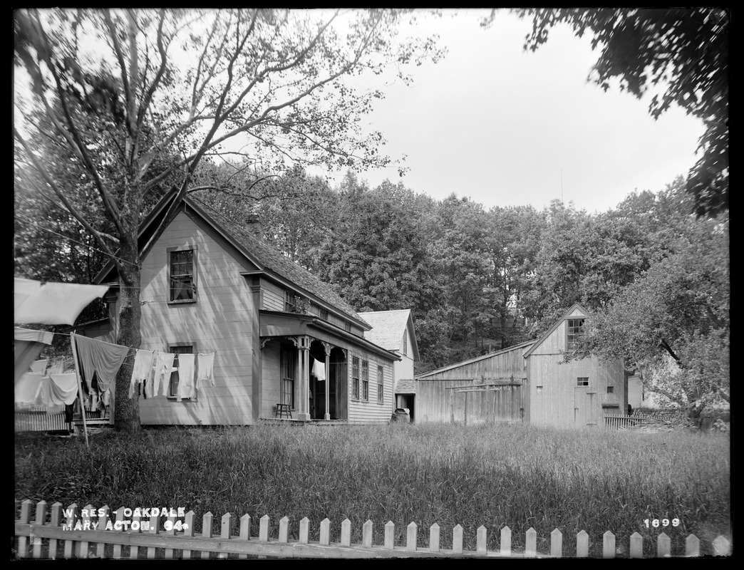 Wachusett Reservoir, Mary Acton's buildings, on the northeasterly corner of May and Pierson Streets, from the southeast, Oakdale, West Boylston, Mass., Jun. 7, 1898