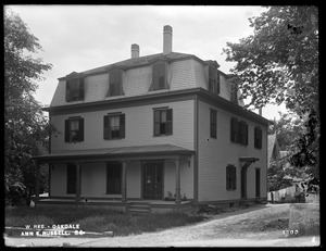 Wachusett Reservoir, Ann E. Russell's house, on the northwesterly corner of Main and Green Streets, from the northeast, Oakdale, West Boylston, Mass., Jun. 7, 1898