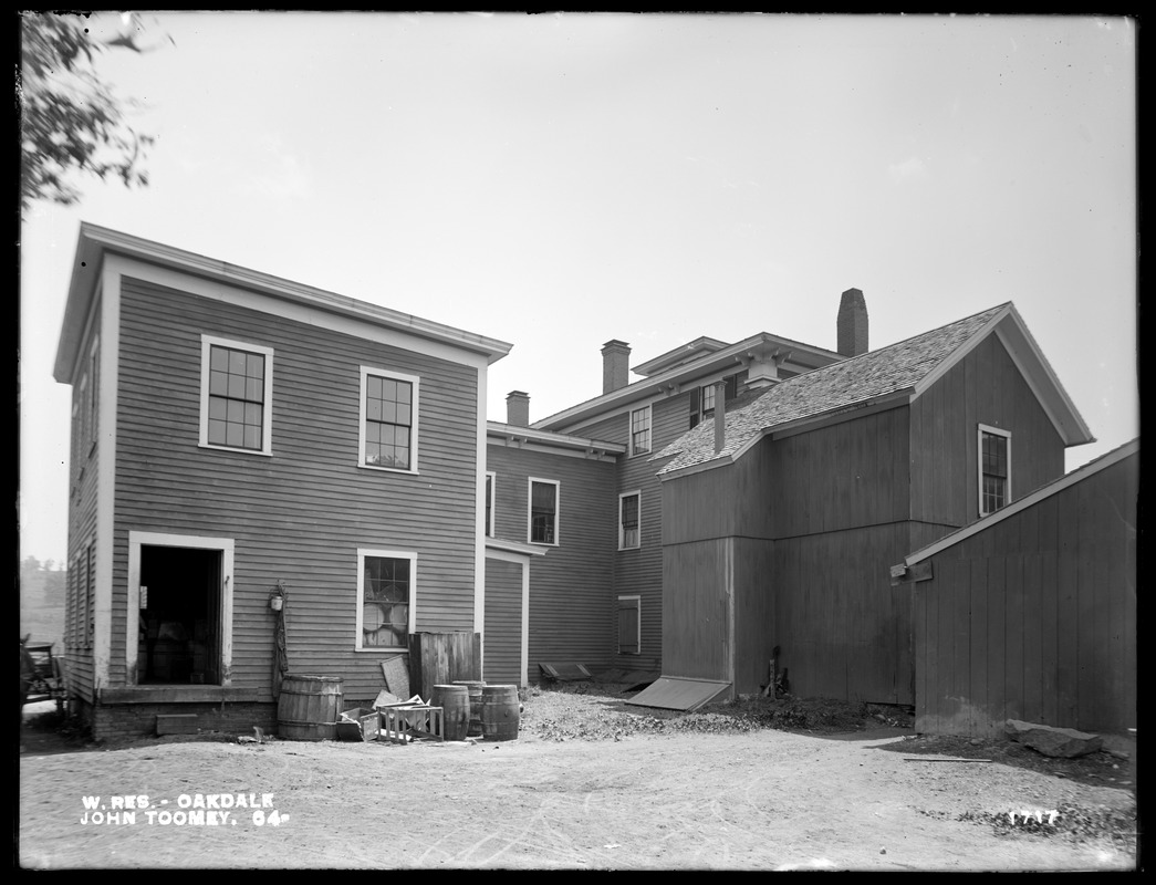 Wachusett Reservoir, John Toomey's building, on the corner of Main and Thomas Streets, from the northwest, Oakdale, West Boylston, Mass., Jun. 8, 1898