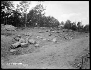 Distribution Department, Northern High Service Middlesex Fells Reservoir, slope of west basin after stripping, Stoneham, Mass., Jun. 1898