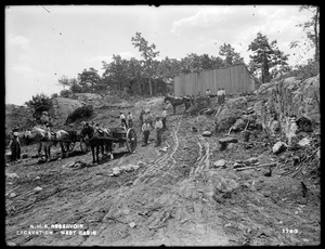Distribution Department, Northern High Service Middlesex Fells Reservoir, excavation in west basin, Stoneham, Mass., Jun. 1898