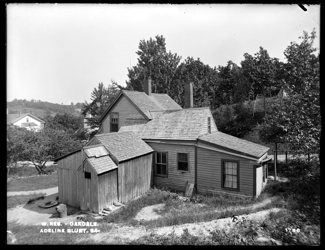 Wachusett Reservoir, Adeline Blunt's house, on the northerly side of High Street, from the northwest, Oakdale, West Boylston, Mass., Jun. 16, 1898