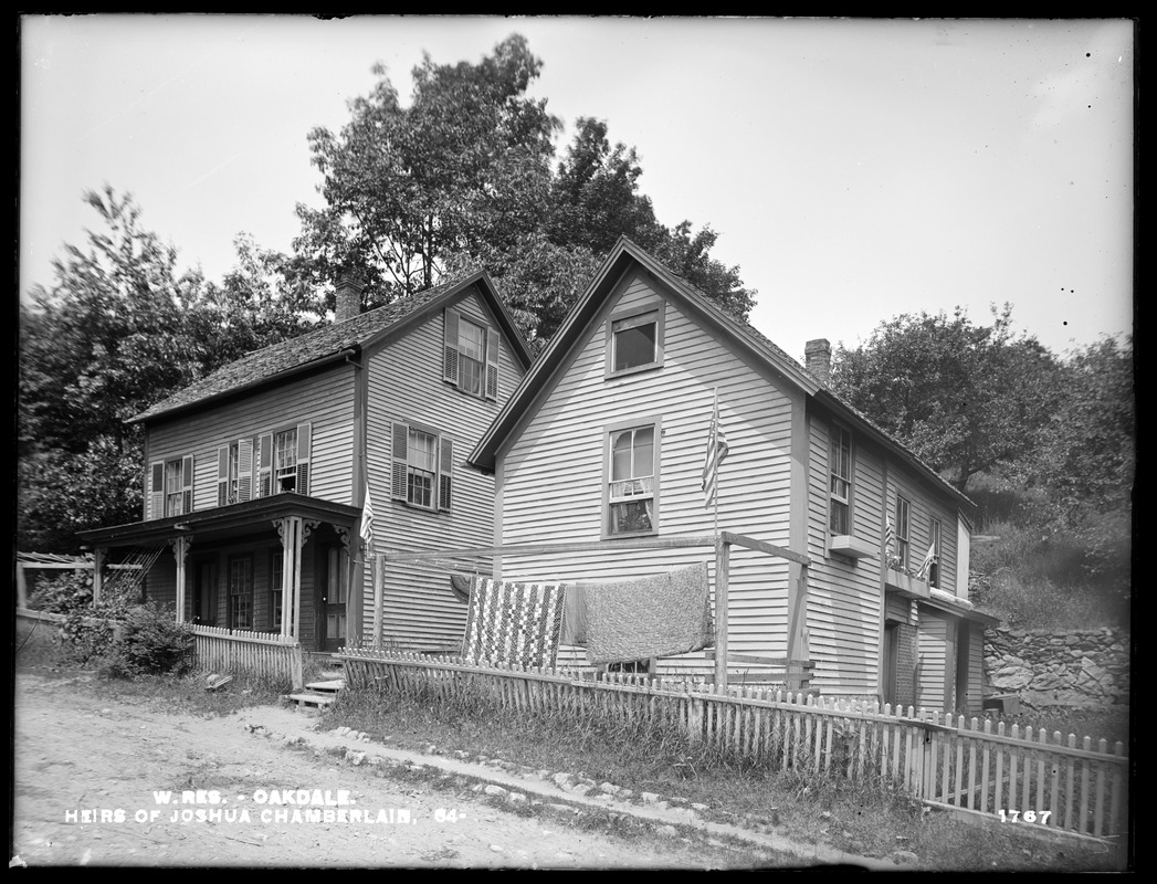 Wachusett Reservoir, Heirs of Joshua Chamberlain's two houses, on the northerly side of May Street, from the southeast, Oakdale, West Boylston, Mass., Jun. 18, 1898