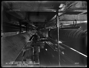Distribution Department, Southern High Service Pipe Line, Section 21, 24-inch pipe under Neponset River Bridge, Dorchester, Mass., Jun. 21, 1898
