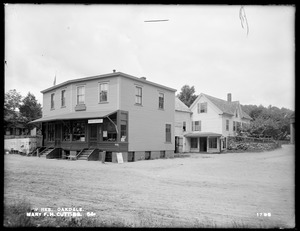 Wachusett Reservoir, Mary F. H. Cutting's buildings, on the southerly side of Thomas and northerly side of Liberty Street, from the southeast, Oakdale, West Boylston, Mass., Jun. 23, 1898