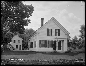 Wachusett Reservoir, Silas Newton's buildings, on the southwesterly corner of Main and High Streets, from the southeast, Oakdale, West Boylston, Mass., Jun. 23, 1898