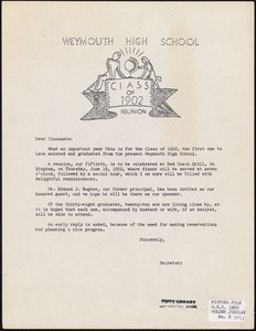Weymouth High School Class of 1902 reunion