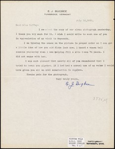Letters of correspondence between E. J. Bugbee, principal, and Miss Nellie Coffey, graduate