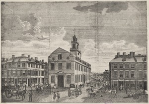 View of the Old State House from Washington Street, 1791