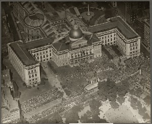 State House, Beacon Street. American Legion parade, 1930. Taken from 1800 feet